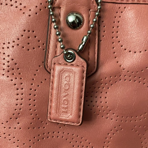 Women’s Coach leather satchel in coral with original dust bag. Gently used. - Picture 2 of 9